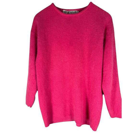 Vintage Rafaella Angora Lambswool Sweater Hot Pink Extra Soft Women Size Medium - Picture 2 of 6